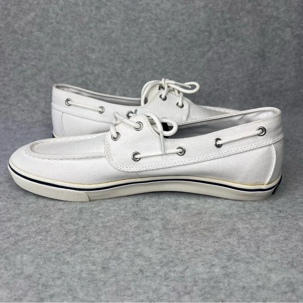 U.S. Polo Association Starboard Canvas Boat Shoe Sneaker Mens 9 White Preppy NWT